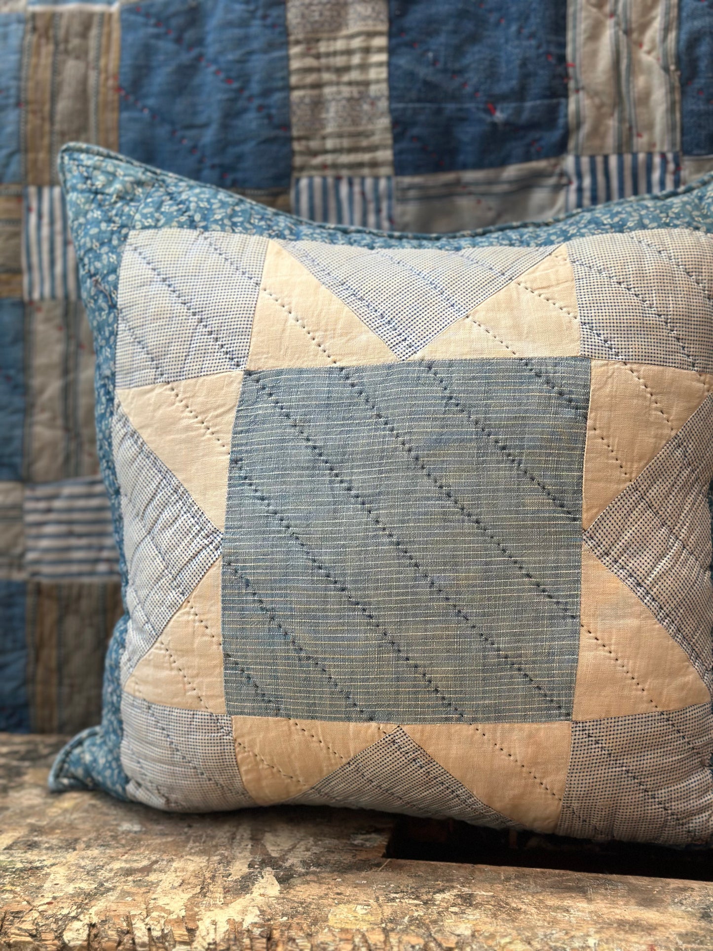 8 Point Star Quilt Pillow 18” DA