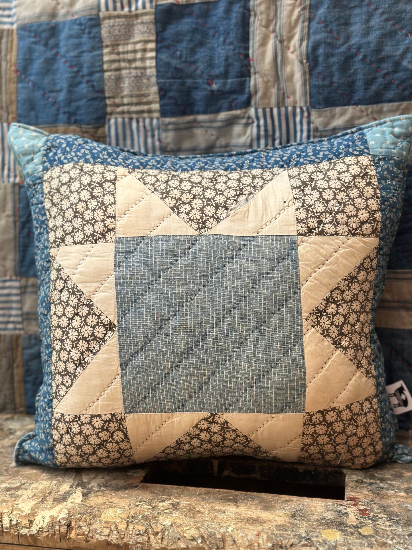 8 Point Star Quilt Pillow 18” DA