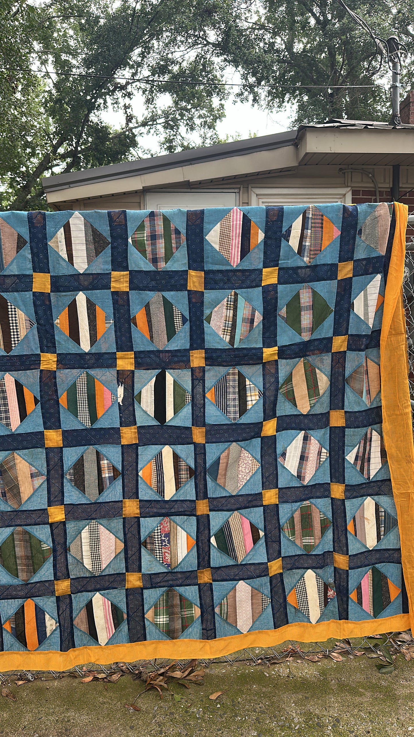 Cheddar and Indigo Quilt Top